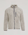 Taupe Sherpa Full Zip Jacket with chest pocket and hip pockets.