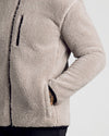 Taupe Sherpa Full Zip Jacket with chest zip pocket and side-entry pockets.