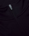 Black Half Zip Fleece Sweatshirt's front zipper on sleek black fabric.