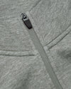 Medium Heather Gray Half Zip Fleece Sweatshirt zipper detail.