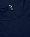 Navy Half Zip Fleece Sweatshirt with zipper and kangaroo pocket.