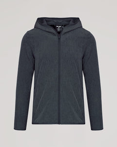 True ClassicCharcoal Heather Gray Active Shell Jacket with hood and zippered pockets.