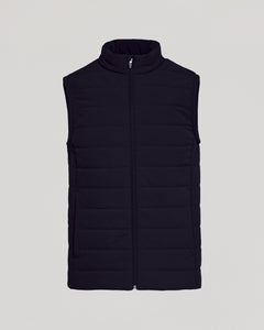 True ClassicBlack Puffer Vest with quilted design, high collar, and front zipper.