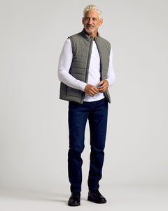 True ClassicCarbon Puffer Vest on middle-aged man, modern casual style.