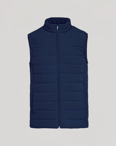 True ClassicNavy Puffer Vest with zipper and fleece-lined pockets.