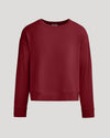 Womens Dark Maroon Slouch Pullover Crew with ribbed cuffs.
