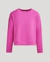 Womens Electric Fuchsia Slouch Pullover Crew, oversized with ribbed cuffs.