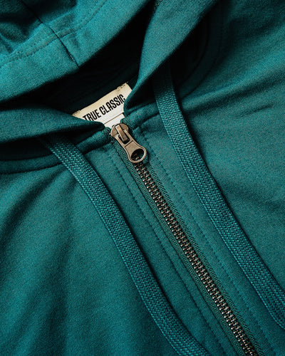 Crop Zip Hoodies - Deep Emerald