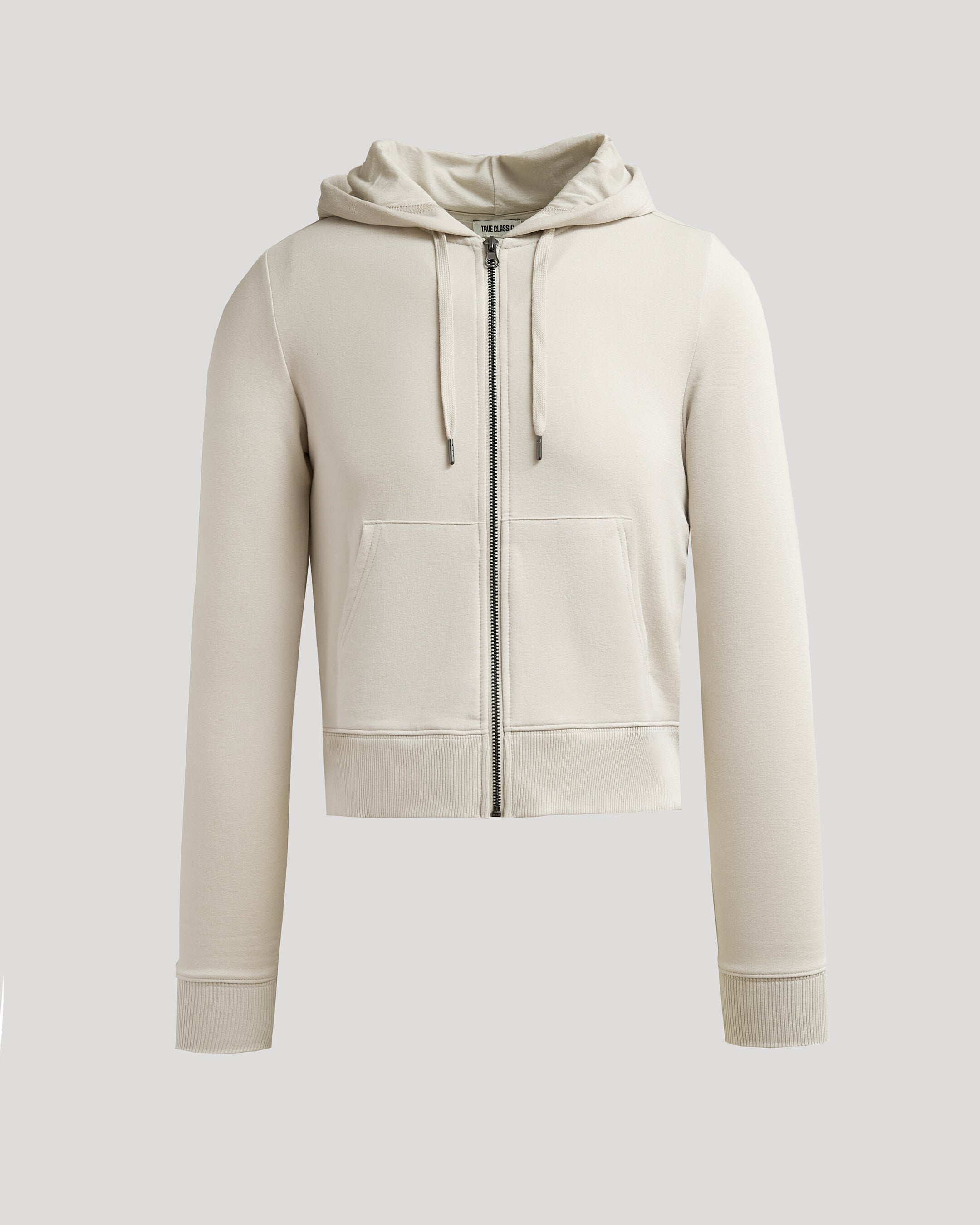 Womens Oatmeal Crop Zip Hoodie - True Classic