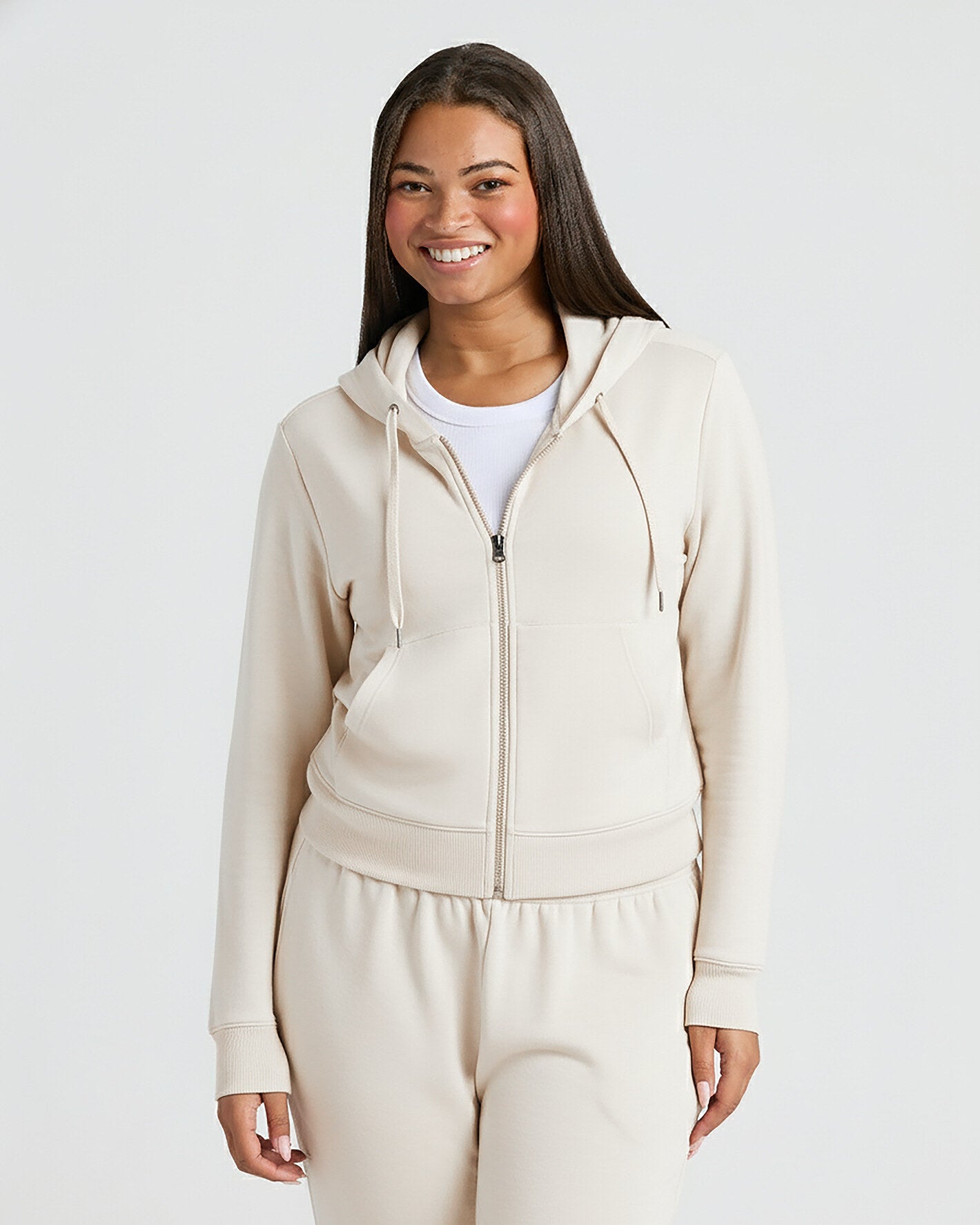 Womens Oatmeal Crop Zip Hoodie - True Classic