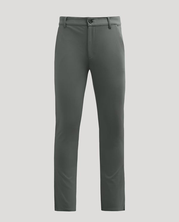 Carbon Slim Comfort Knit Chino Pant, slim-fit, straight-leg, dark grey-green.