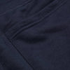 Navy Half Zip Fleece Sweatshirt pocket stitching close-up.