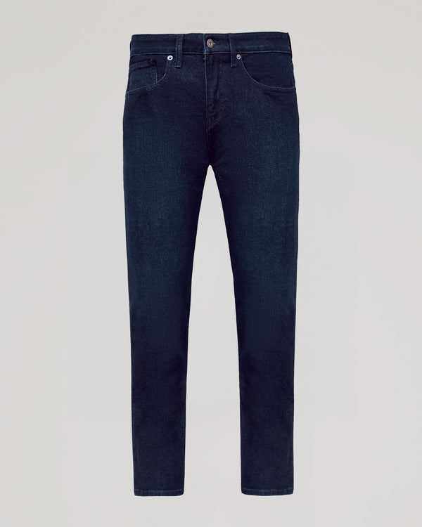 Indigo Rinse Slim Authentic Denim Jeans, front view, showcasing classic style.