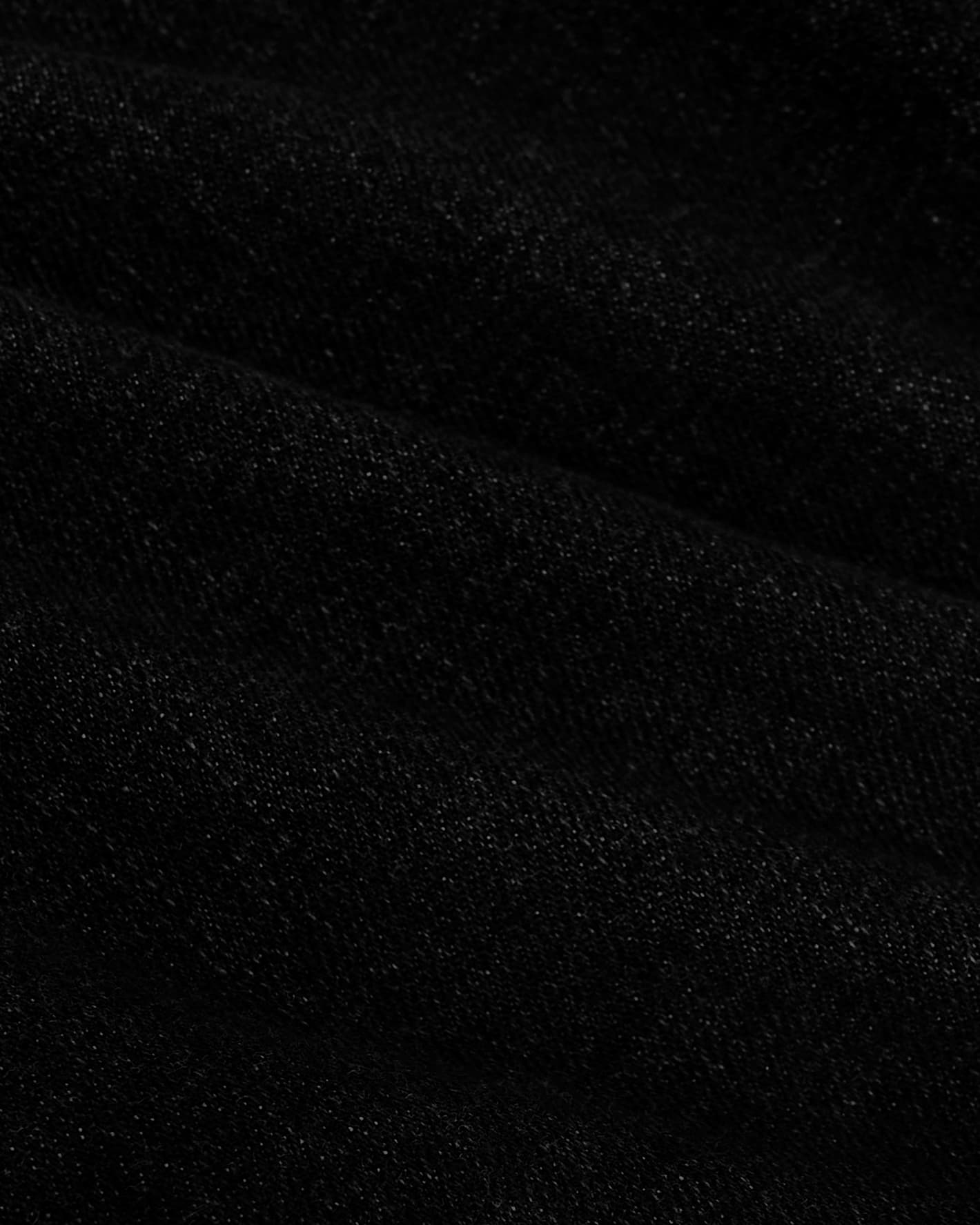 Black Wash Straight Authentic Denim Jeans fabric close-up, showcasing texture and drape.