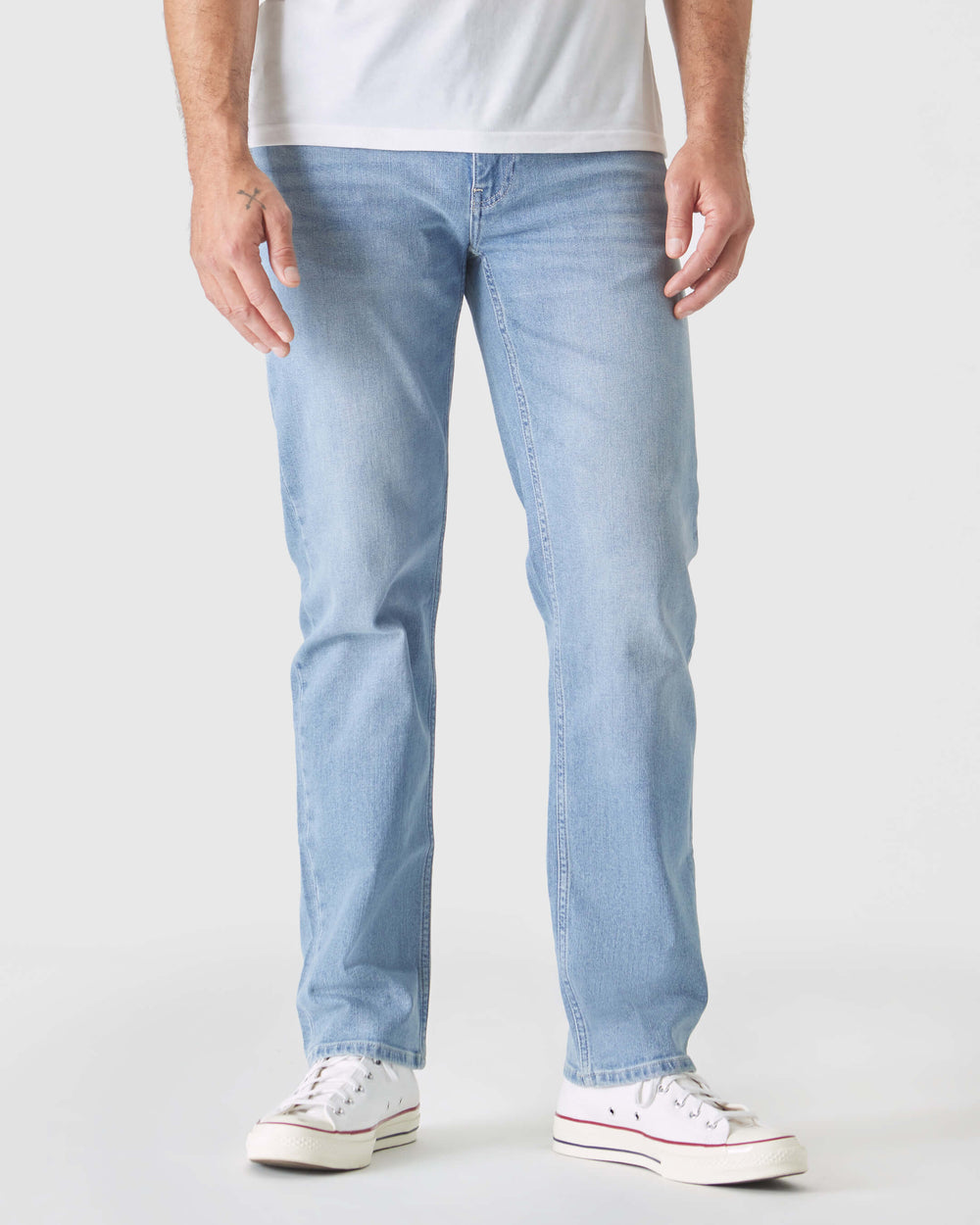 Color Indgio Washed Light Indigo Wash Straight Authentic Denim Jeans