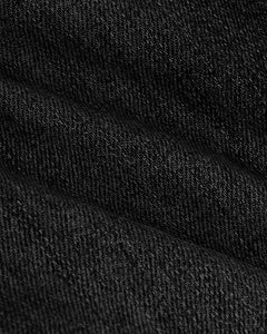 True ClassicGray Wash Straight Authentic Denim Jeans close-up, showcasing heavy twill weave.