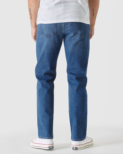 Medium Indigo Wash Straight Authentic Stretch Jeans