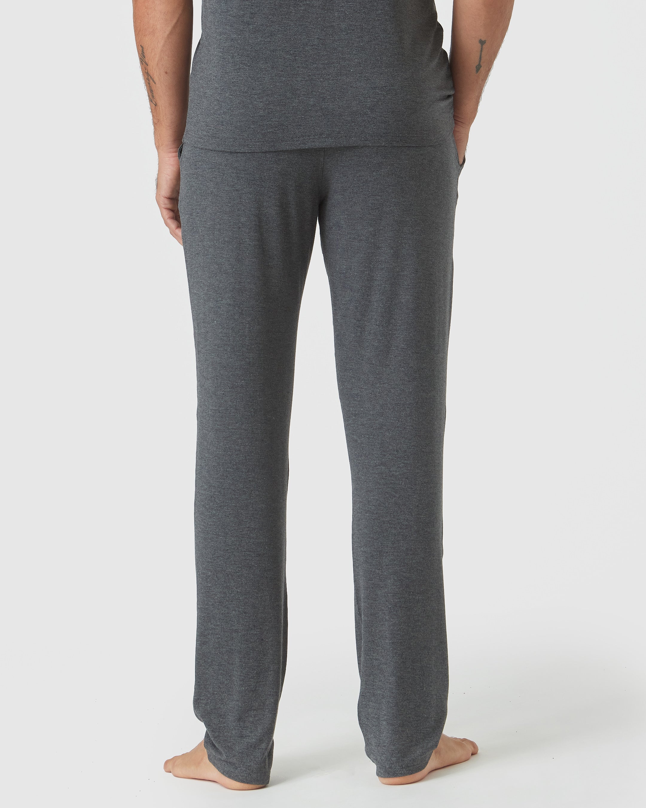 Charcoal Heather Gray Loungewear Short Sleeve Tee And Pant Set