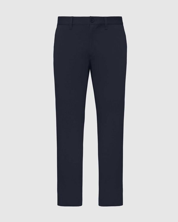 Navy Straight Twill Chino Pant with tapered legs and zip fly.