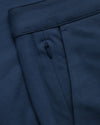 Navy Straight Chino Pants 2.0 waistband with hidden zipper pocket.