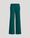 Womens Deep Emerald Waffle Wide Leg Pants front view showing relaxed fit.