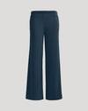 Womens Navy Waffle Wide Leg Pants with elastic waist and textured knit.