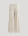 Womens Oatmeal Waffle Wide Leg Pants with elastic waistband.