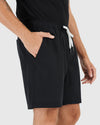 All Black Active Quick Dry Shorts with Liner, showcasing pockets and drawcords.