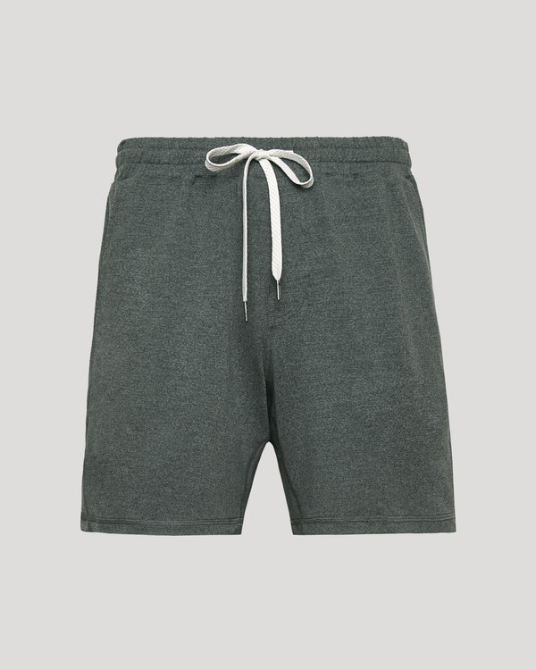 Charcoal Heather Gray Active Comfort Shorts with drawstring, side pockets, zip back.