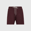 Dark Heather Burgundy Active Comfort Shorts with elastic waistband and drawstring.