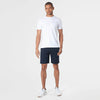 Man wearing 9 Khaki & Navy Comfort Knit Chino Shorts.