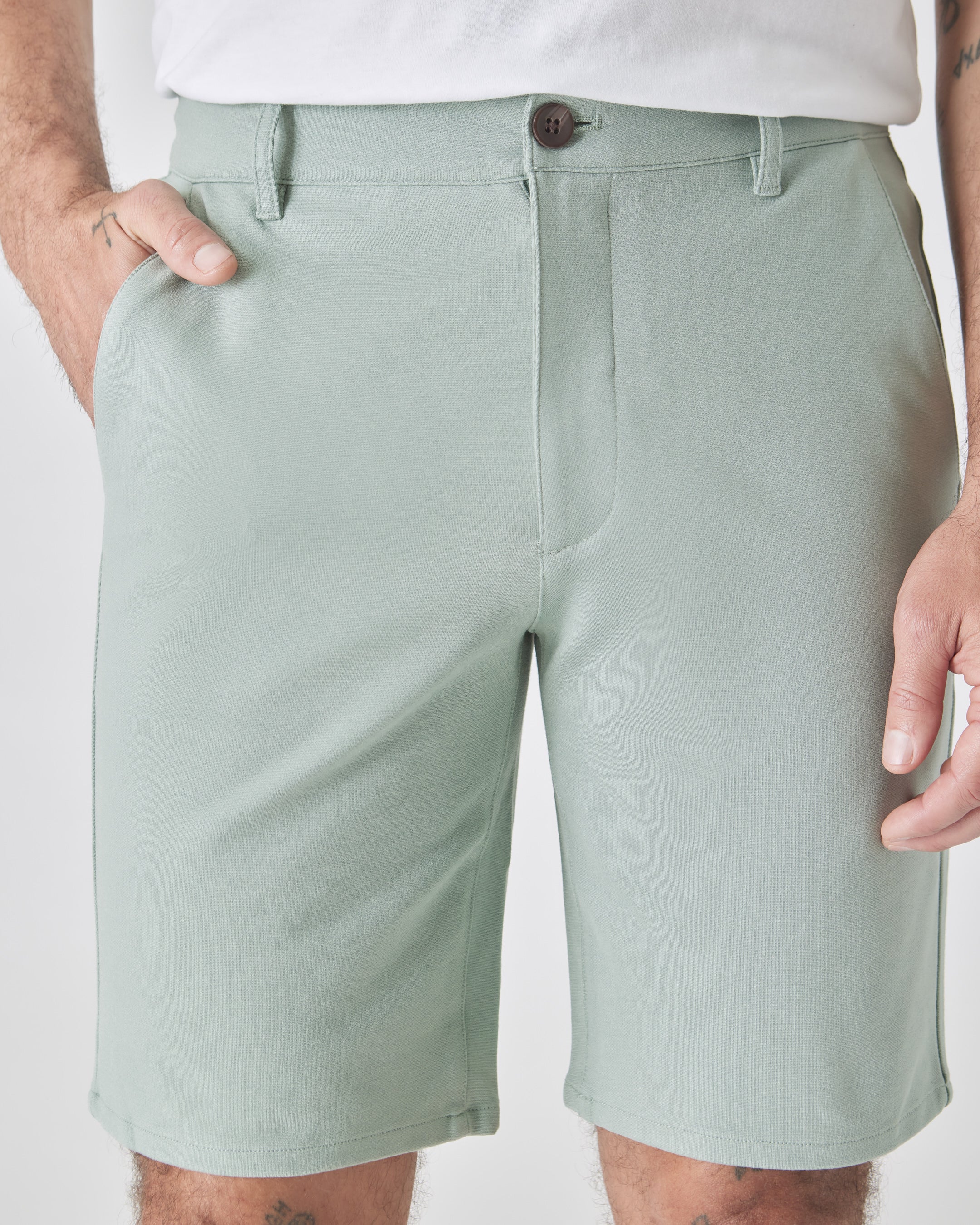 9" Slate Green Comfort Knit Chino Short
