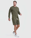 Military Green Fleeced French Terry Short
