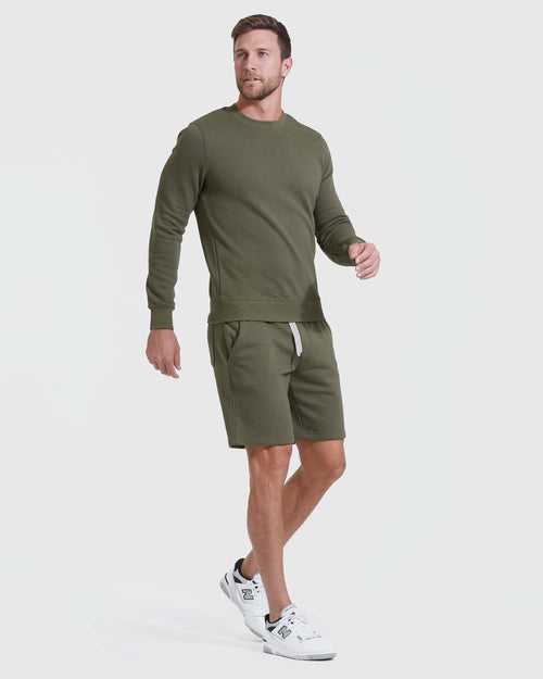 Military Green Fleece French Terry Shorts