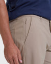 Khaki Commuter Short with side zipper pocket and belt loops.