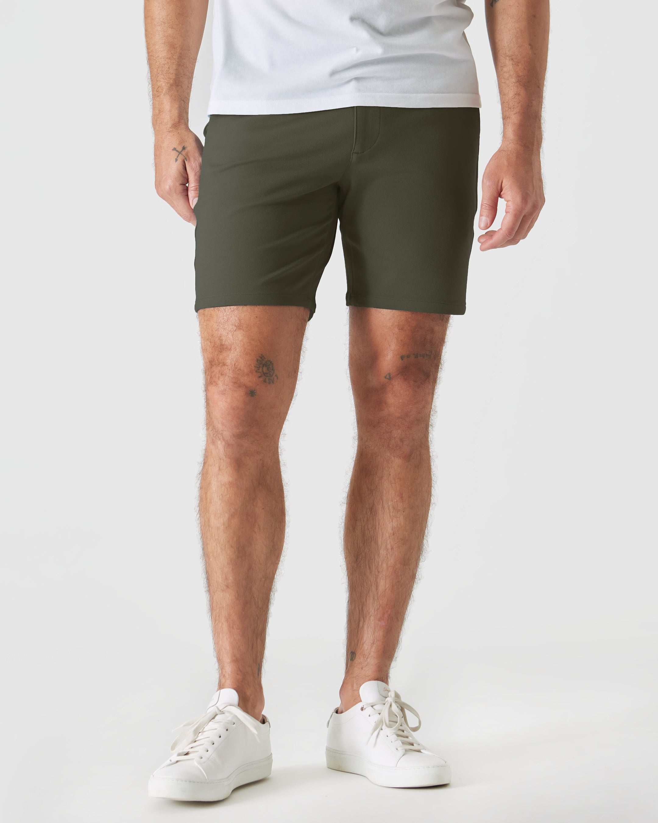7" Khaki & Military Green Comfort Chino Shorts 2-Pack