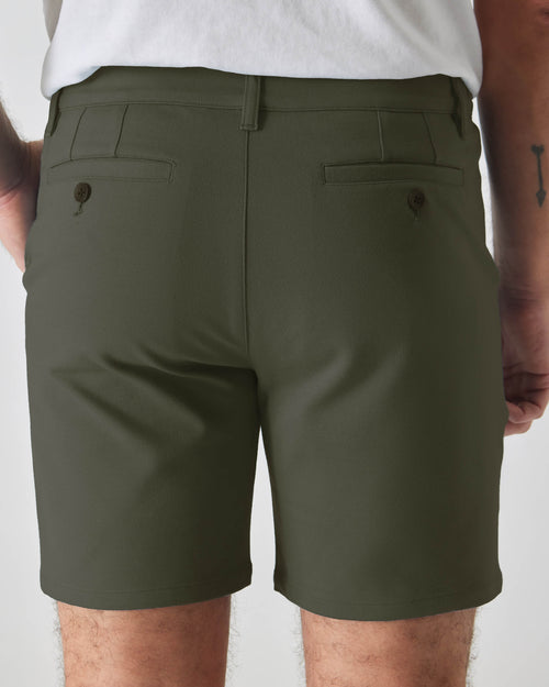 7" Military Green Comfort Knit Chino Shorts