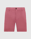 7 Rosewood Comfort Knit Chino Shorts, mid-thigh length, button-zip front.