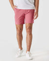 7 Rosewood Comfort Knit Chino Shorts worn with white sneakers.
