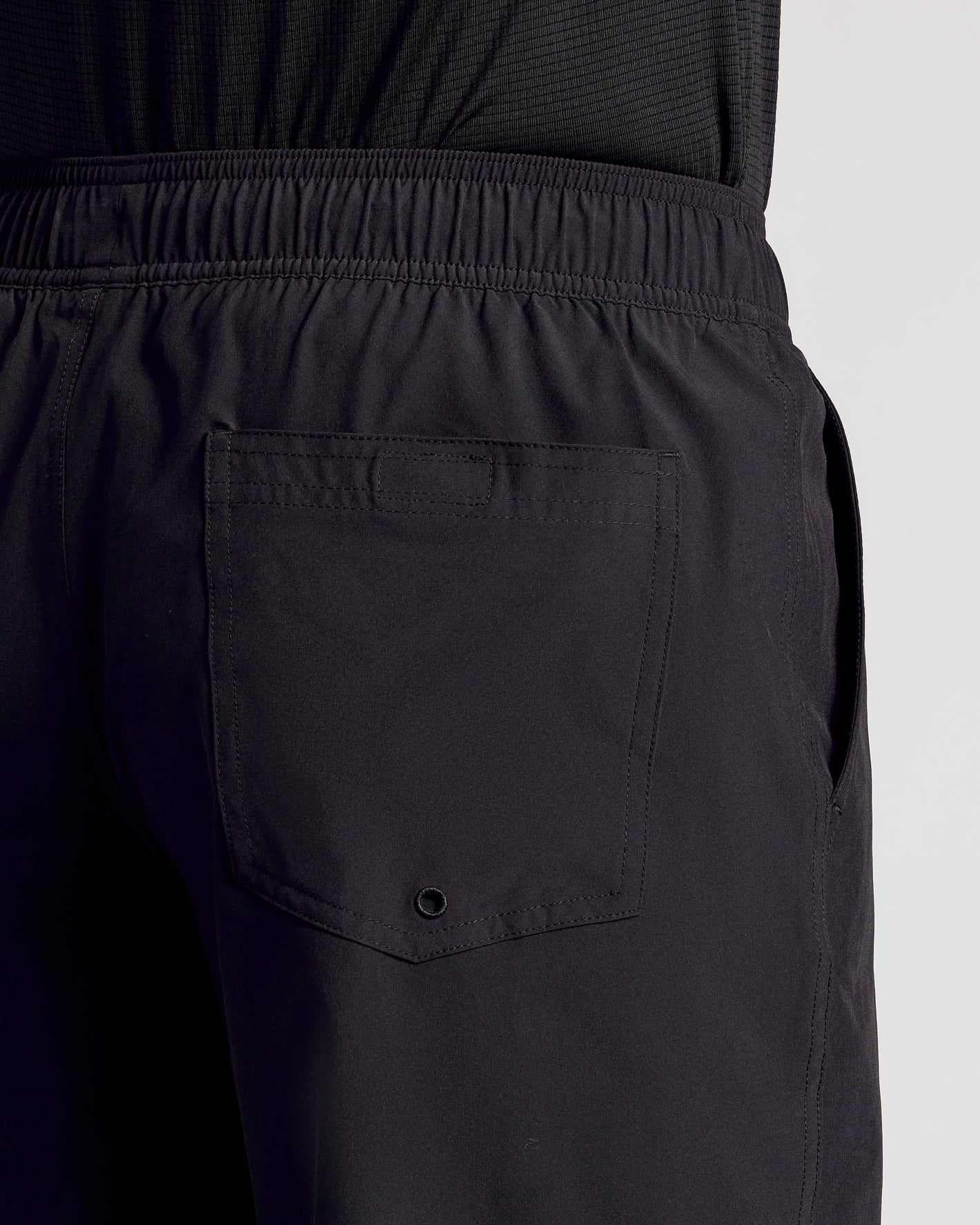 9 All Black Active Quick Dry Shorts, elastic waist, pocket details visible.