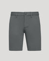 9 Carbon Chino Shorts 2.0, mid-length gray, flat-front, tailored fit.