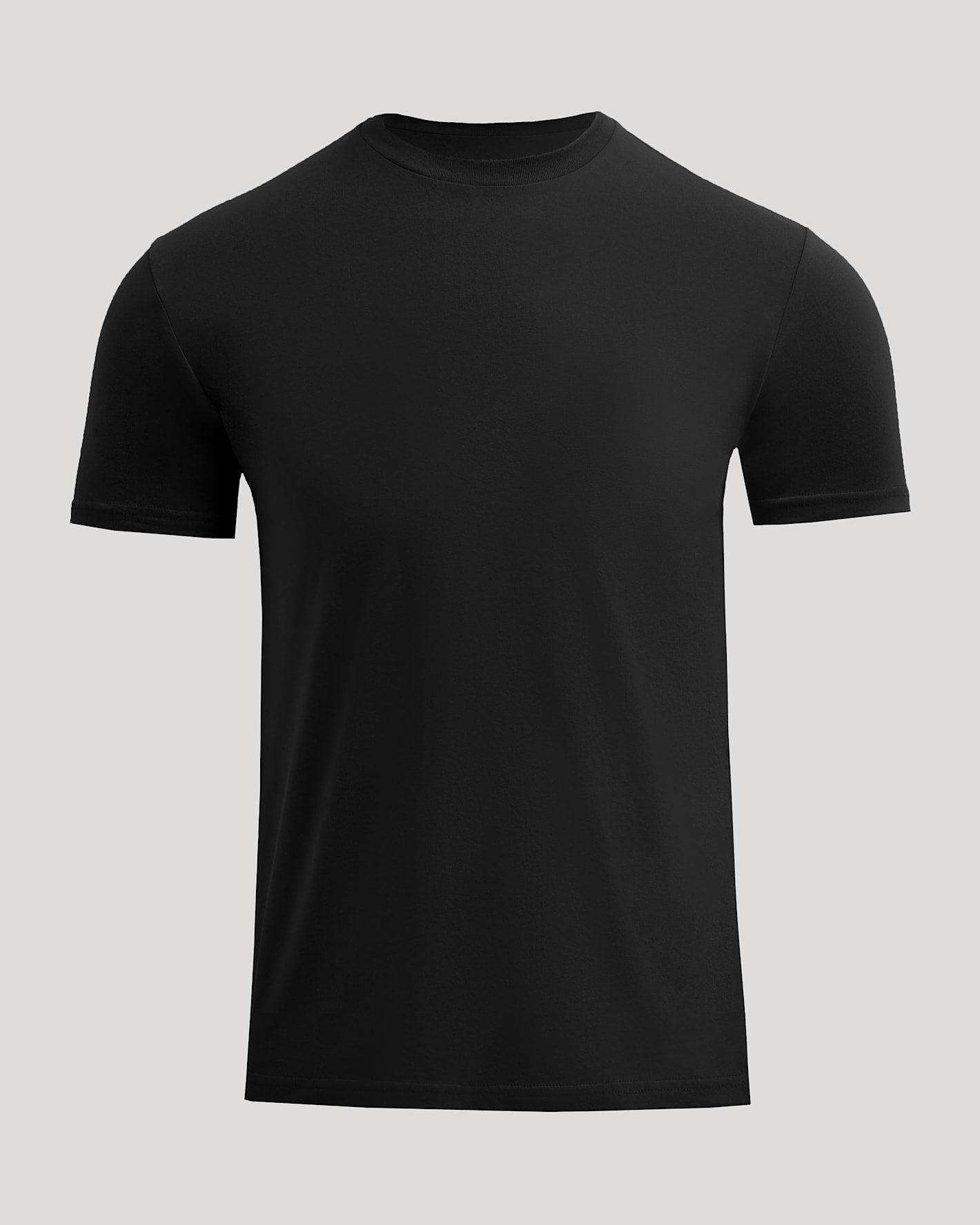Black t-shirt on a light gray background