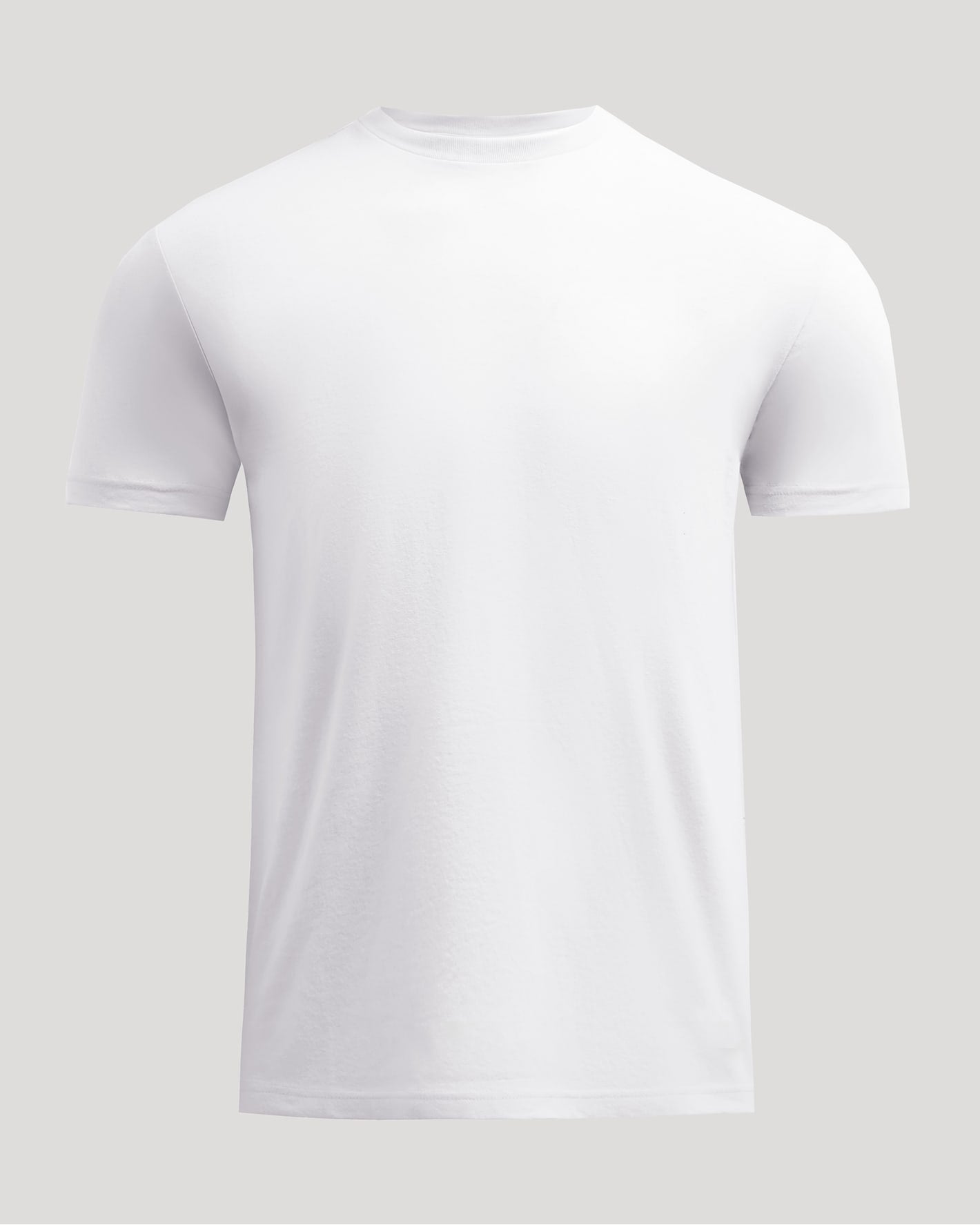 White t-shirt on a light gray background