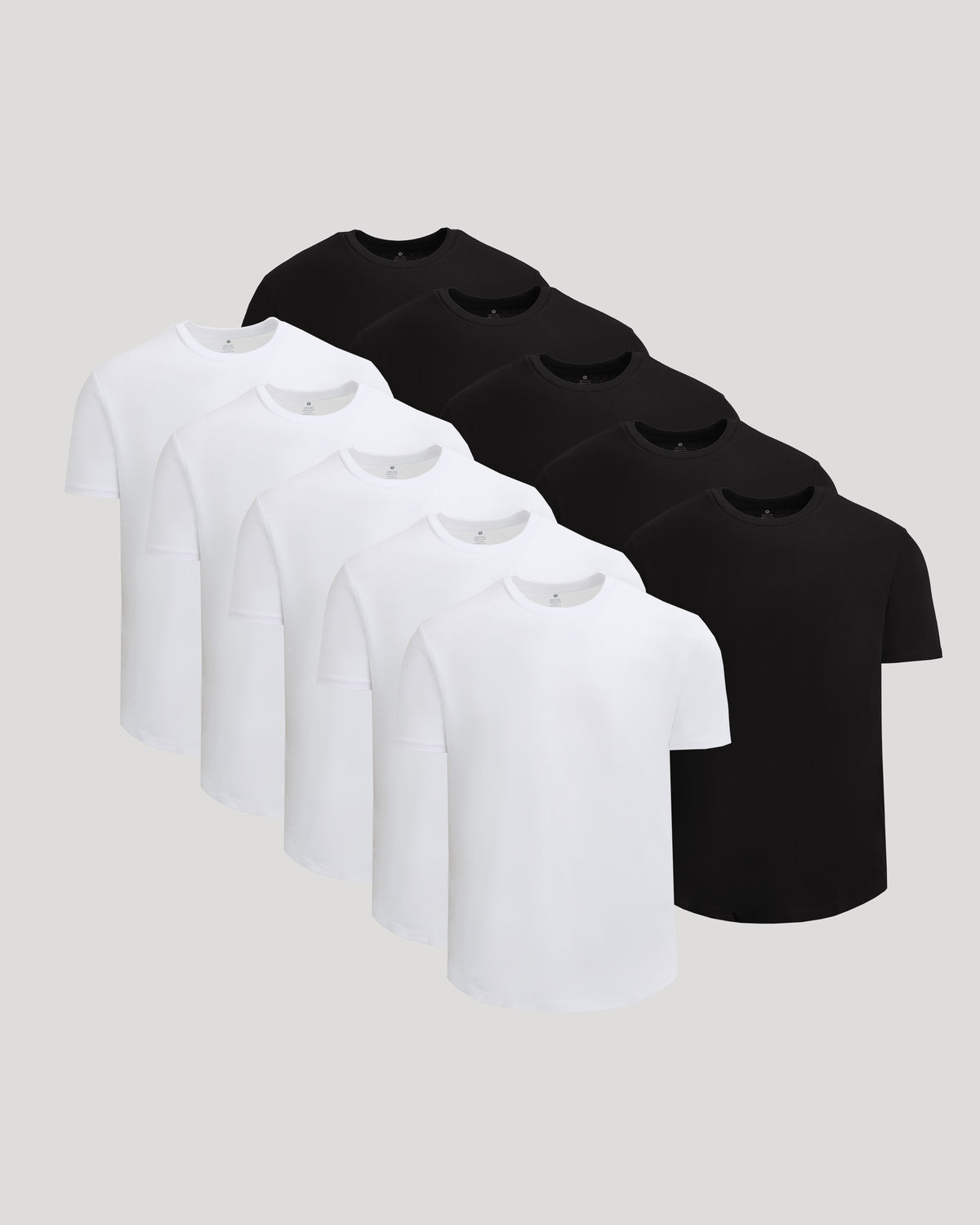 Black & White Short Classic Curved Hem Crew 10-Pack