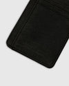 Black Classic Wallet, black vegan leather with TRUE CLASSIC embossed, card slots.
