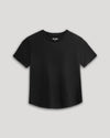 Boys' Black Classic Curved Hem Crew Neck T-shirt, front view.