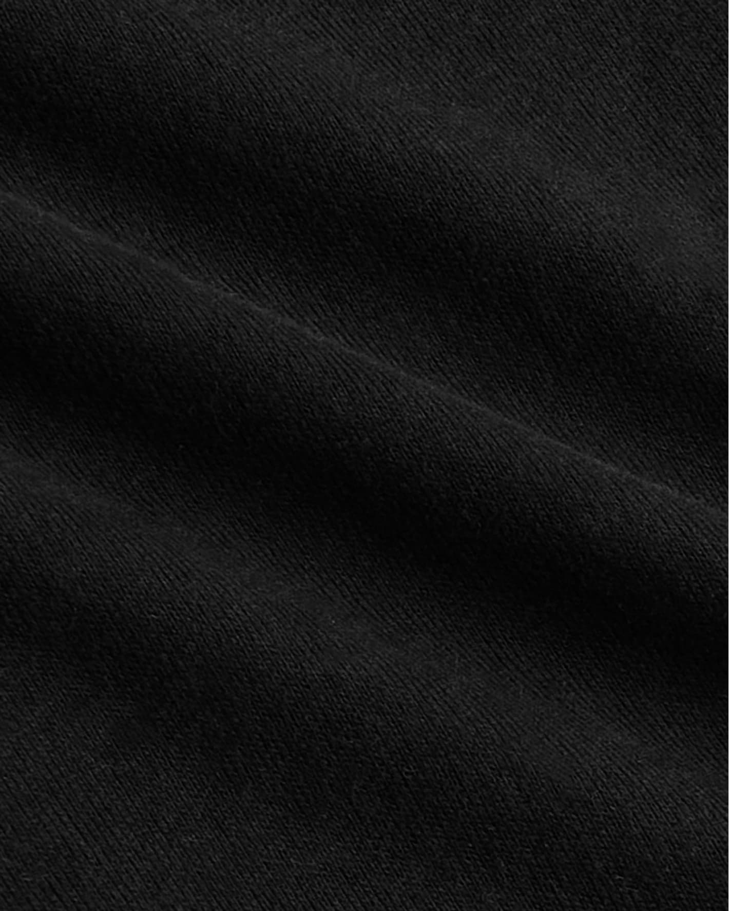 Boys' Black Classic Long Sleeve Curved Hem Crew fabric texture close-up.