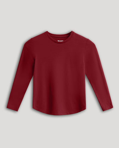 Boys' Long Sleeve Crew - Dark Maroon