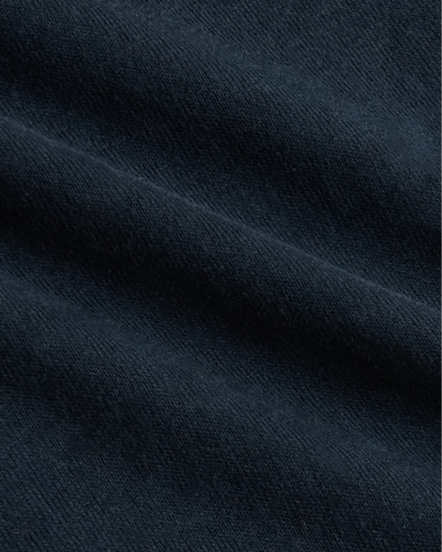 Boys' Navy Classic Long Sleeve Curved Hem Crew close-up, showing fine knit.