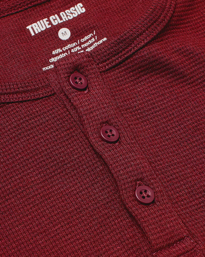 Boys' Waffle Henley - Dark Maroon